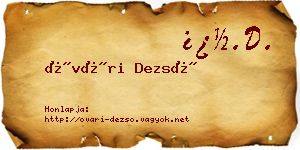 Óvári Dezső névjegykártya